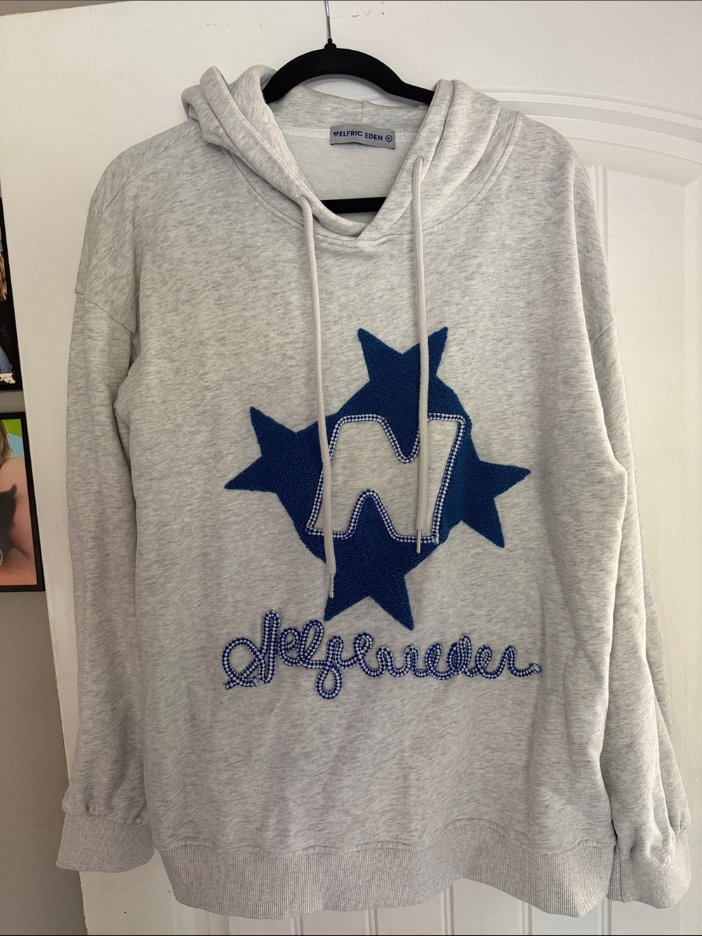 Aelfric Eden Light Gray hoodie with Blue Star Logo